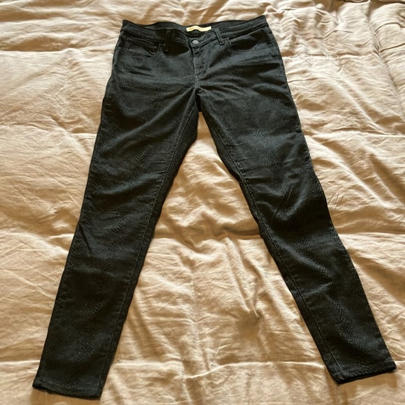 Black snakeskin print high-rise pants - Picture 3 of 5
